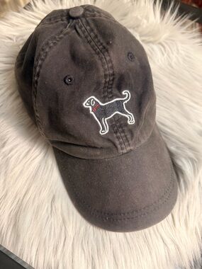 The Black Dog Black Baseball Cap with White Dog Embroidery and Red Collar